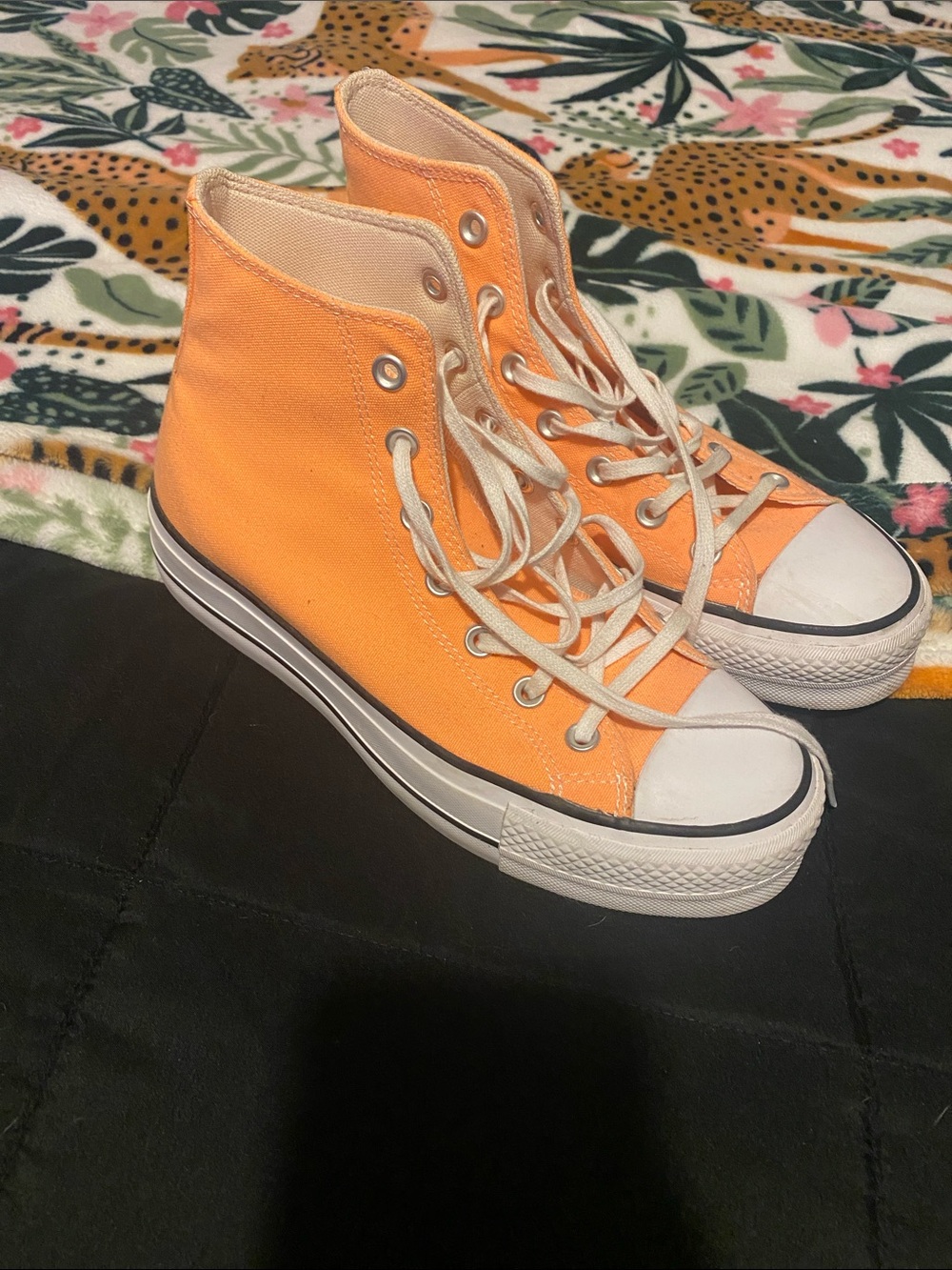 High-Top Converse Sneakers in Bright Orange